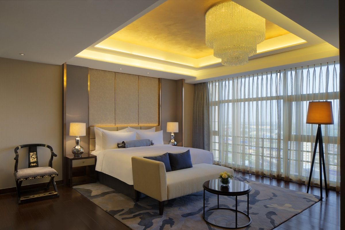 Luxury suite master bedroom interior photographed for the editorial series