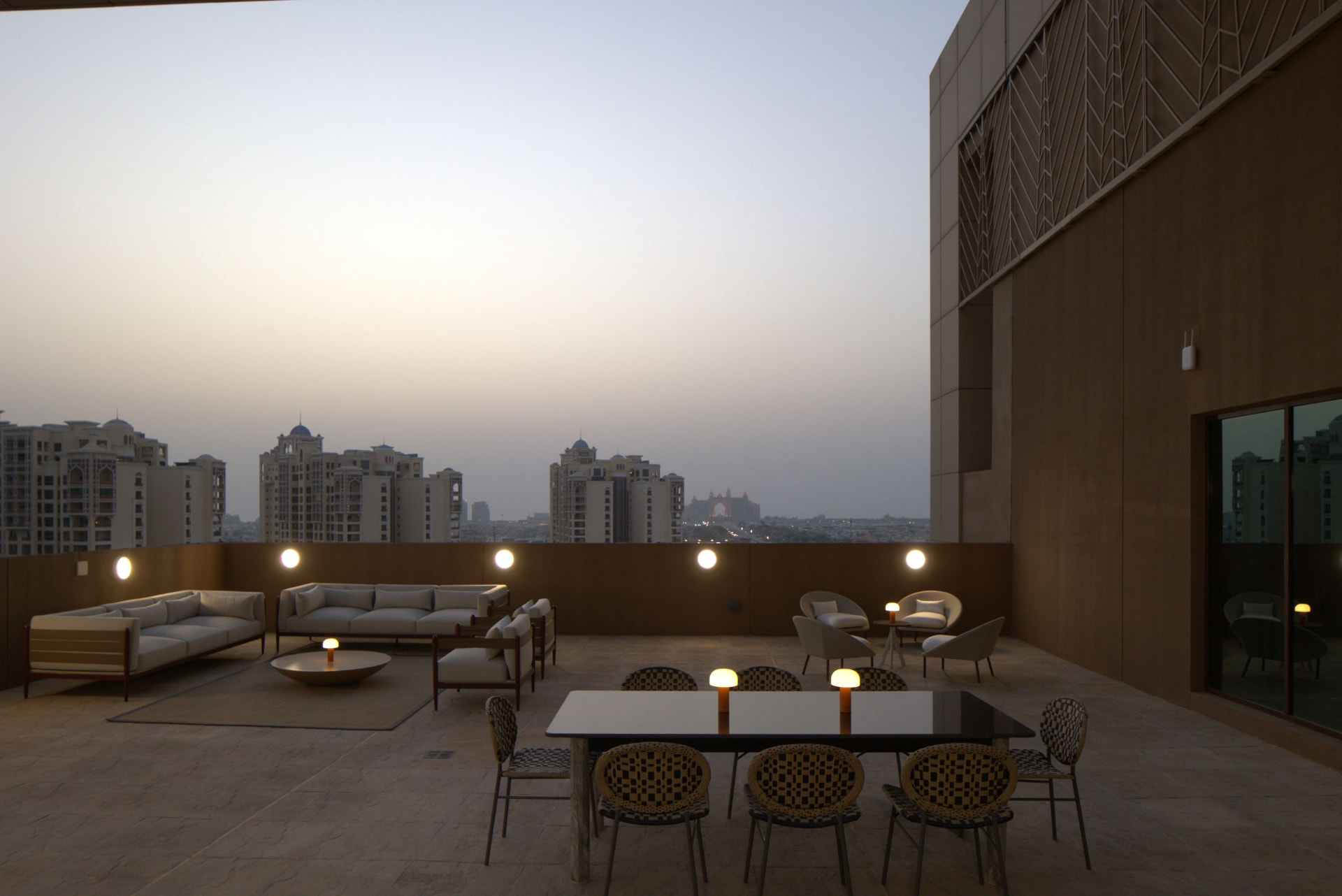 Cheval Maison The Palm rooftop terrace before the photography refresh — flat dusk light and muted tones